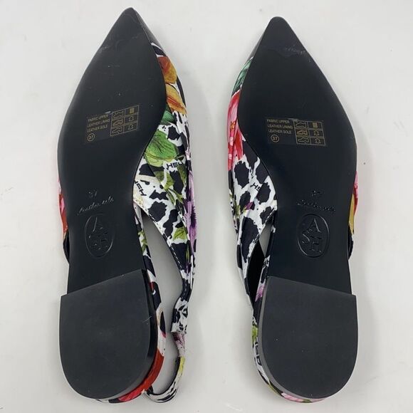 ASH DIVINA Leather & Silk Floral Print Pointed Toe Ballet Flat Slingbacks EU37 - Picture 9 of 12